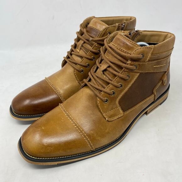 Steve Madden Two-Tone Brown Cap Toe Lace-Up Boots Mens Size 8.5 - Picture 1 of 8